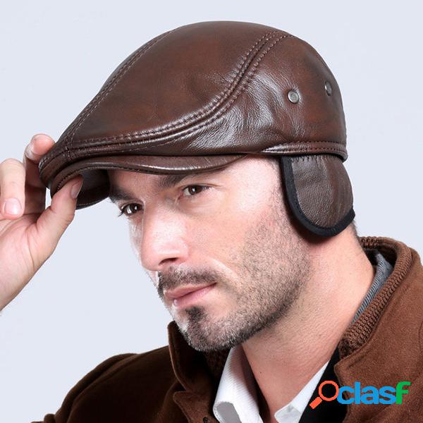 Boné Boina Clássico Masculino de Couro Real Com Flap de