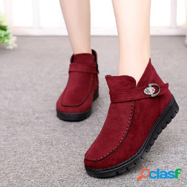 Botas curtas lisas do tornozelo do algodão do zíper do
