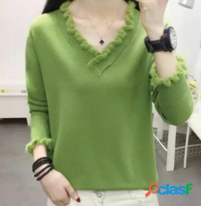 Camisola assentamento Camisa Mulheres soltas de mangas