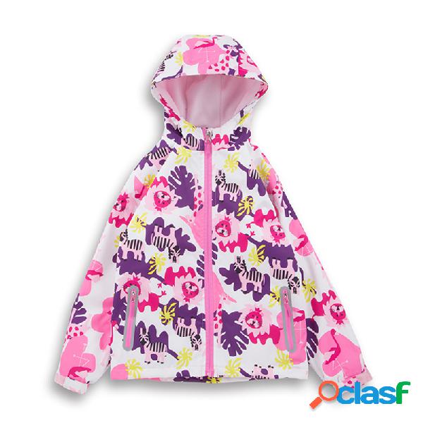 Capa de chuva impermeável para meninas com estampa floral