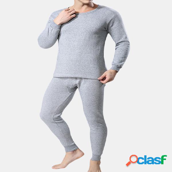 Casual Comfortable Respirável Solid Color O-Neck Inside