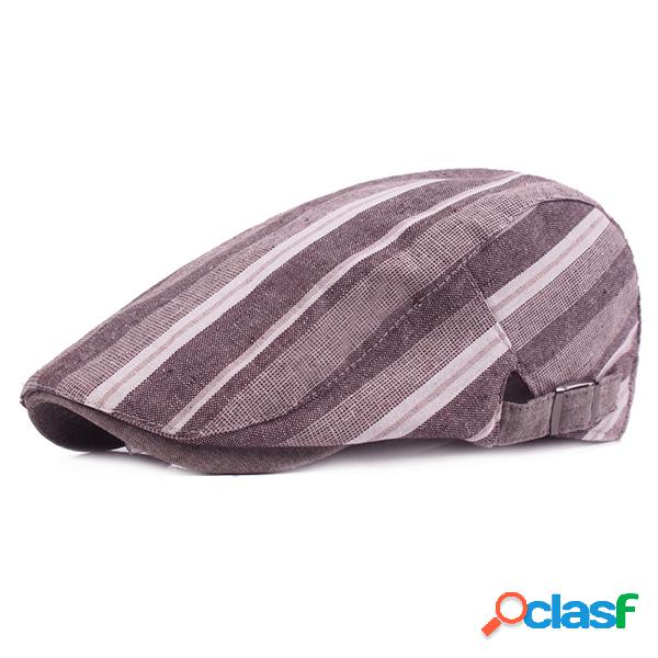 Chapéu com linho listrado Chapéu Beret Casual Viagem Pára