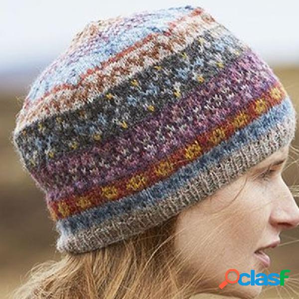 Chapéus de malha de bloco de cor casual feminino