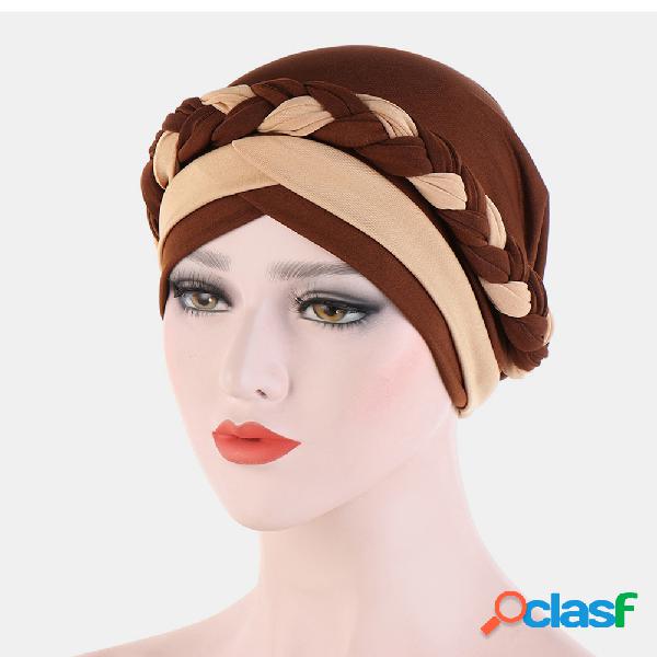 Chiffon Cow Louver Beanie Fold Chapéu Soft Lenço de