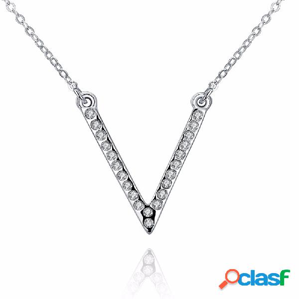 Colar de mulheres de luxo Colar de strass de prata em forma