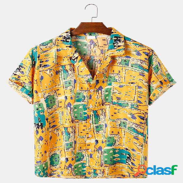 Colorful Impressão Casual Loose Light Summer Camisas de