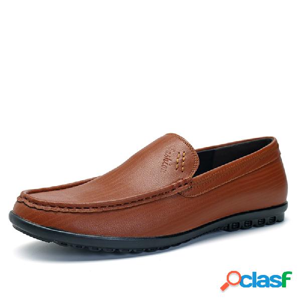 Couro de homens Pure Color Slip Resistente Soft Sole Casual