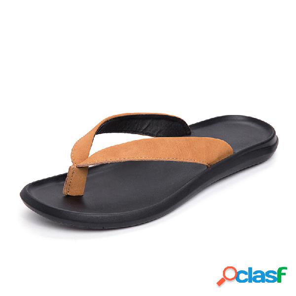 Couro de vaca de homens antiderrapante Soft Sole Clip Toe