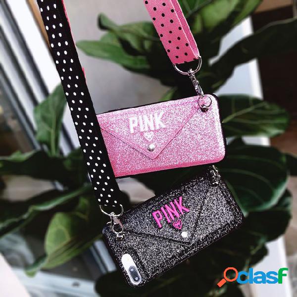 Embroidered Love Phone Caso Para Samsung S10 Crossbody Card