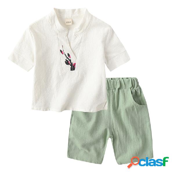 Estilo chinês Floral Crianças Meninos Meninas Conjunto de