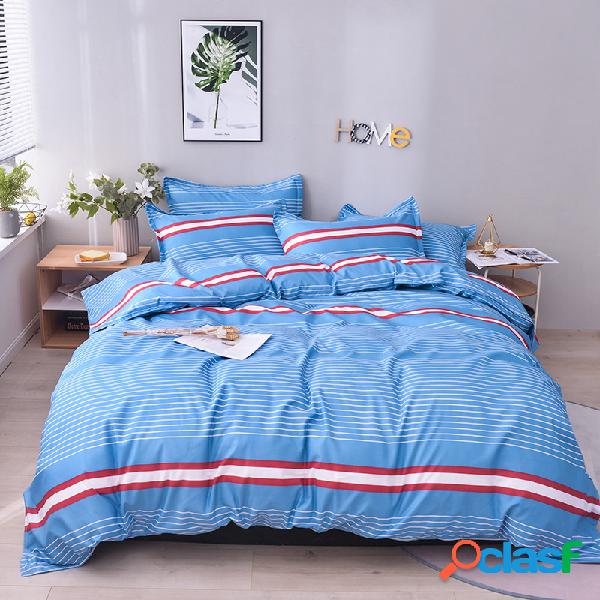 Estilo simples moda confortável cama listrada fronha colcha