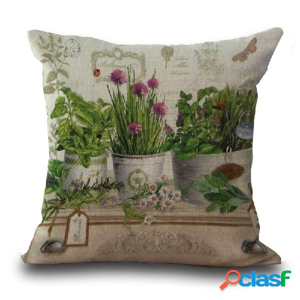 Flores Plantas Impresso Decoração Capa de Almofada