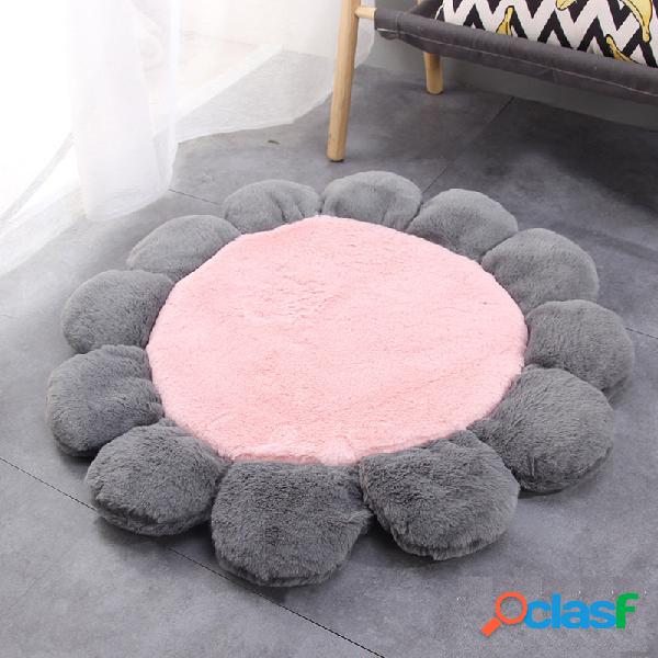 Forma de flor Macia Curto Plush Pet Rodada Mat Cama Gato