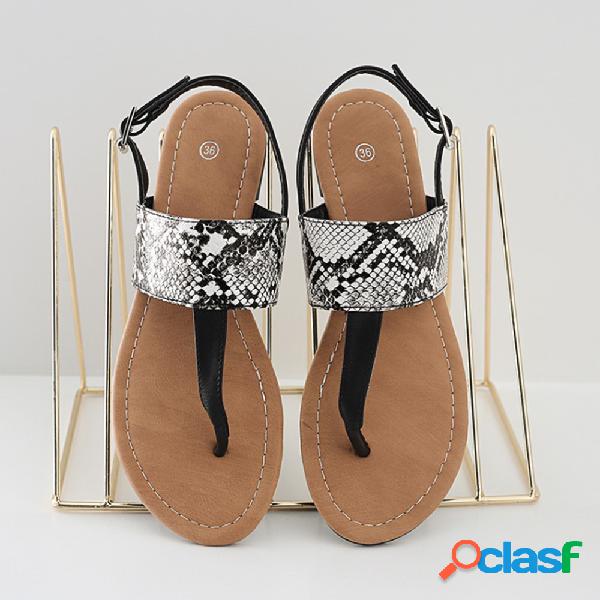 Grandes tamanhos Womens Clip Toe Buckle Snakeskin Print