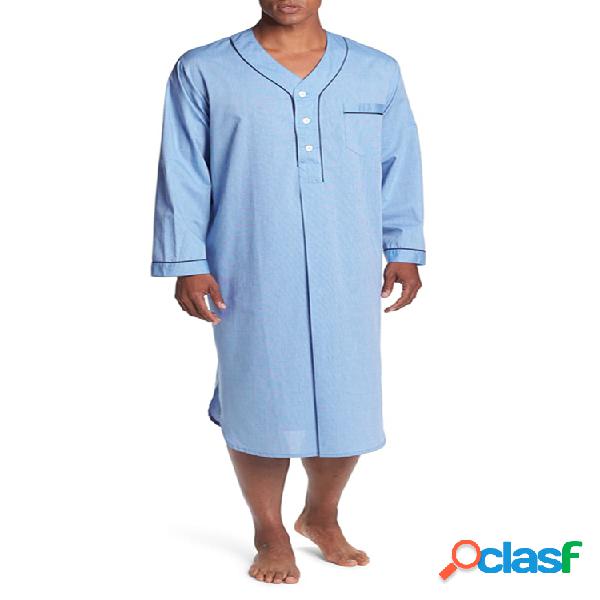 Henley de manga comprida Camisa Design Pokcets no peito