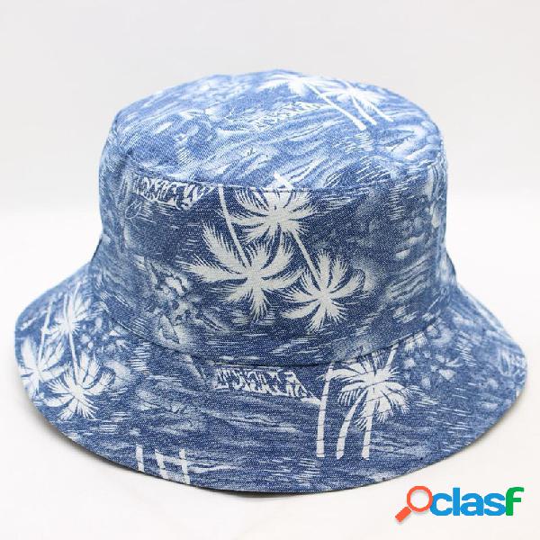Homens Azul Impresso Coco Árvore Dupla Face Disponível