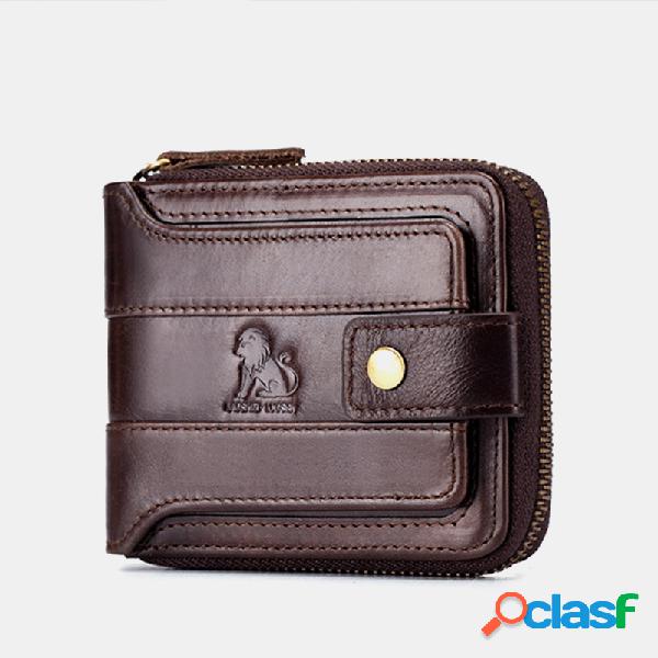 Homens Couro Genuíno Bolsa Casual Carteira