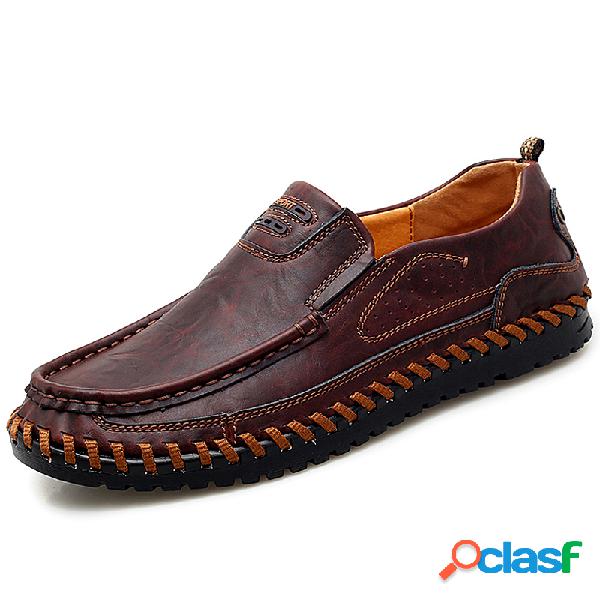 Homens Couro de vaca Comfort Soft Soft Deslizamento em