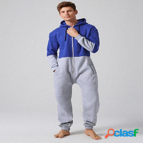 Homens Plus Onesies de faixa grossa de veludo Contraste de