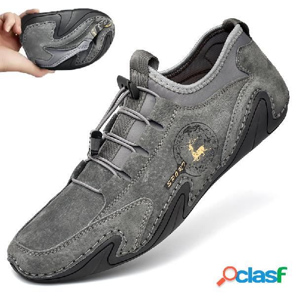 Homens Soft antiderrapante atam sapatos de couro de