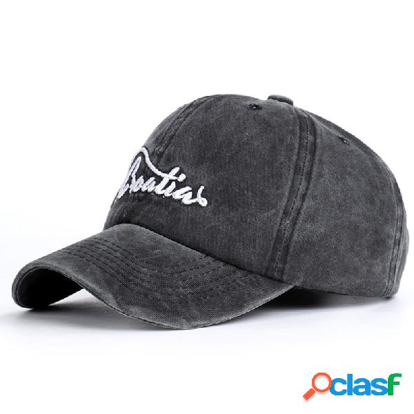 Homens Vintage Bordado Ajustável Algodão Lavado Chapéu