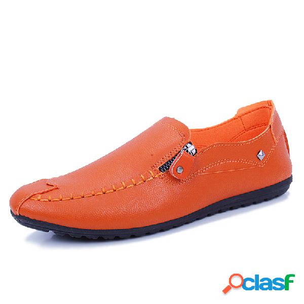 Homens Zíper Lateral Comfy Soft Única Cor Pura Condução