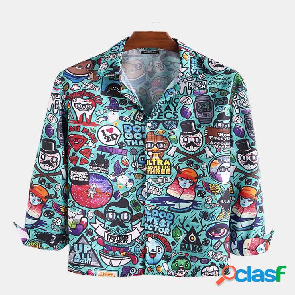 Homens cartoon personagem graffiti imprimir manga comprida