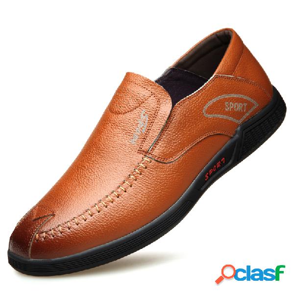 Homens mão costura Non Slip Slip On Soft Casual sapatos de