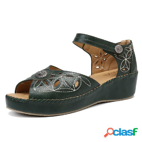LOSTISY Peep Toe Handmade Costura Conforto Retro Gancho