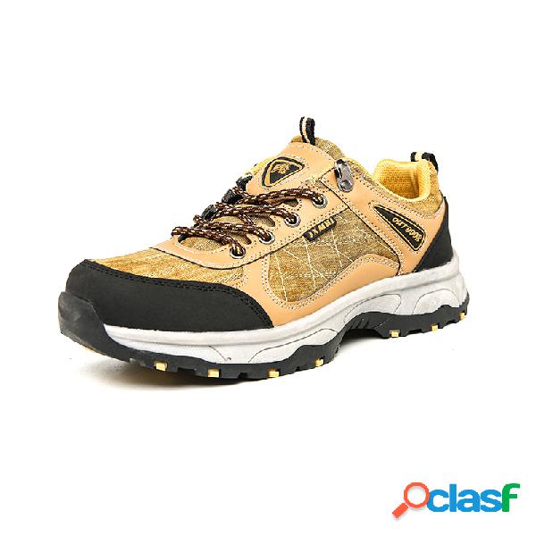 Men Canvas Splicing Breathable Outdoor Slip Resistant Hiking