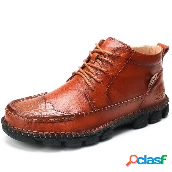 Menico Homens que costuram botas de couro ocasionais