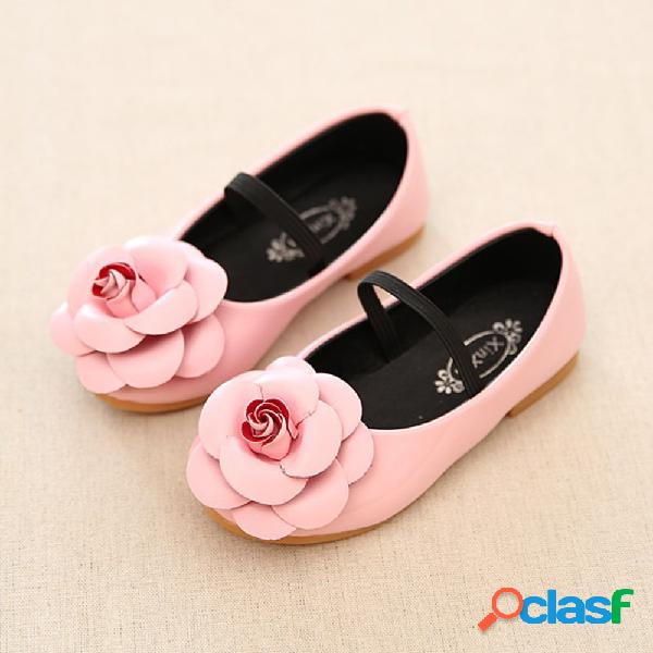 Meninas flor decoração elástica Banda princesa sapatos