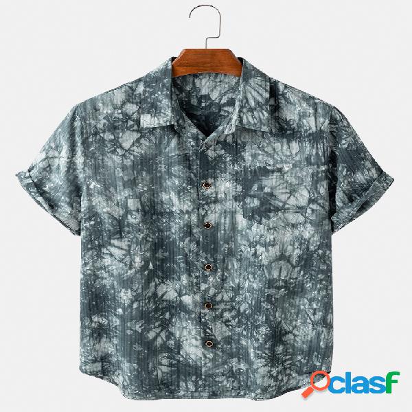 Mens 100% algodão impressão respirável casual luz camisas