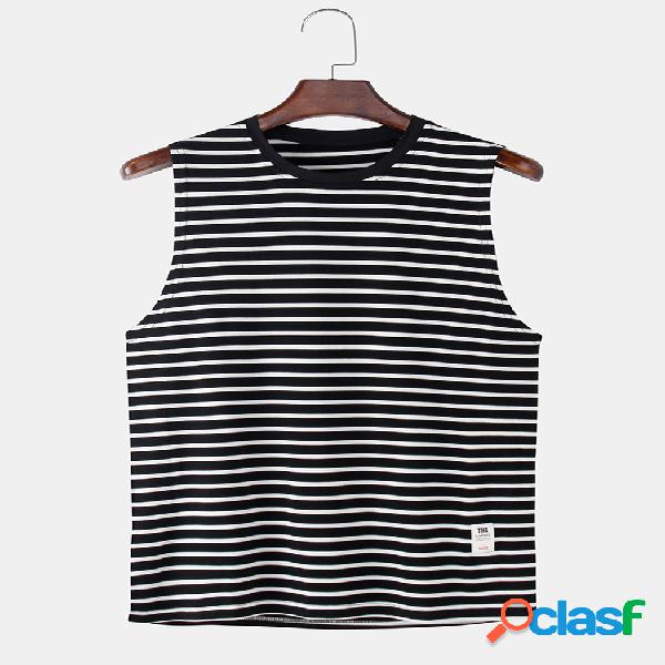 Mens Basic Stripes Print Breathable Light Sleeveless Tank