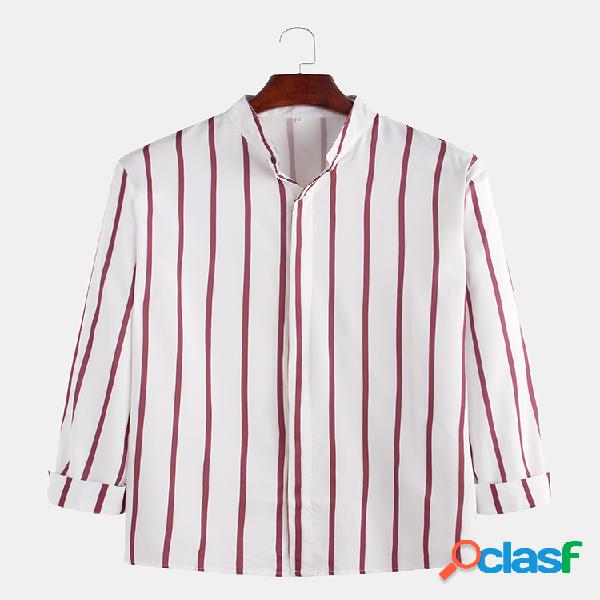 Mens Brief Style Stripe Camisas de manga comprida