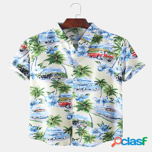 Mens Cartoon Coco Árvore Praia Imprimir havaiano lazer