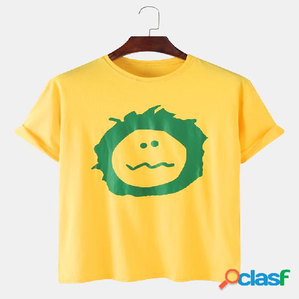 Mens Cartoon Printed Fit T-shirts de algodão de manga curta