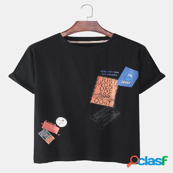 Mens Character & Graphic Print Loose Casual Round Neck