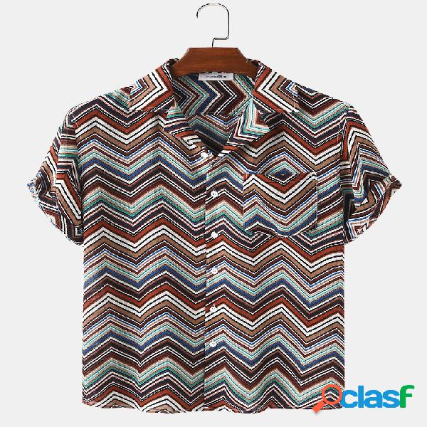 Mens Chevron Striped Print Respirável Light Designer