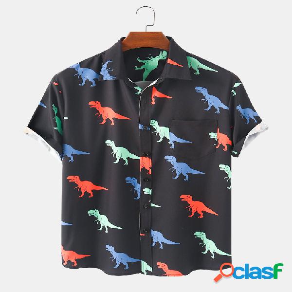 Mens Colorful Cartoon Dinosaur Print Respirável Light
