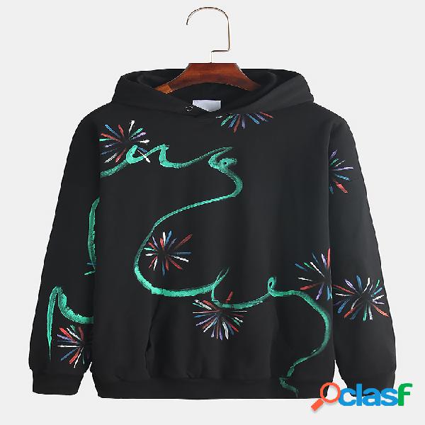 Mens Hip-Hop Estilo Graffiti Abstrac Print Cotton Hoodie de