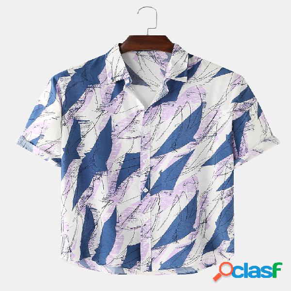 Mens Holiday Printed Light Casual Camisas de manga curta