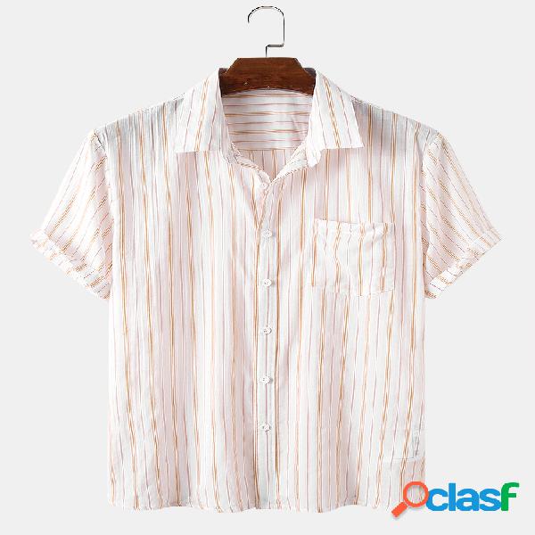 Mens Plain Striped Print Light Casual Designer Camisas de