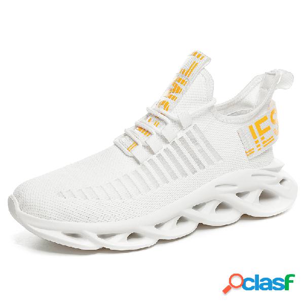 Mens Tecido Malha Esporte Leve Lace-up Running Shoes