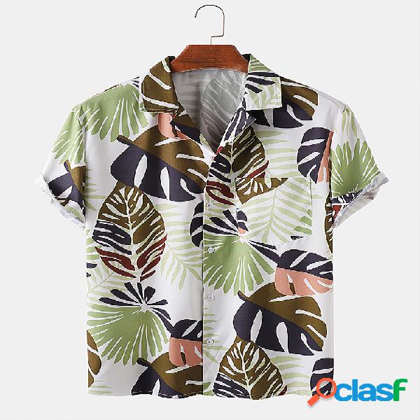 Mens Tropical Folha Print Loose Summer Light Designer