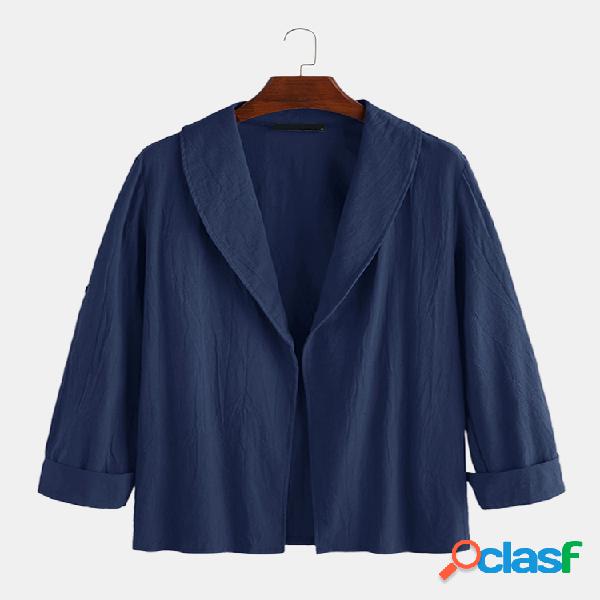 Mens estilo simples cor sólida conforto lapela jaquetas