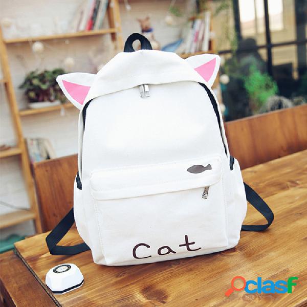 Mochila de Lona Feminina Modelo de Coelho Fofo