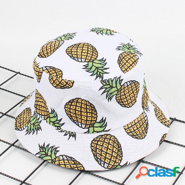 Mulheres Banana Abacaxi Fruta Impresso Verão Balde Chapéus