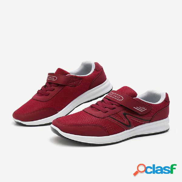 Mulheres Comfy Caminhadas Mesh Gancho Loop Casual Sneakers