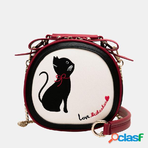 Mulheres Crossbody Bolsa Cat Padrão Bolsa